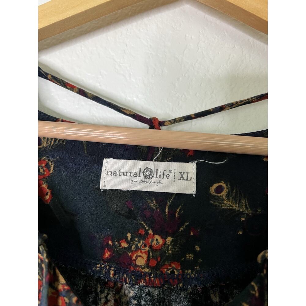 Natural Life Floral Rowan Blouse Size XL Boho Casual Flowy - Picture 2 of 5